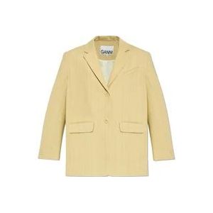 Ganni Gestreept patroon blazer , Beige , Dames , Maat: S