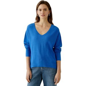 Oui, Dames, Truien, Blauw, Maat: S Katoen,