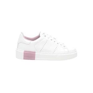 Woolrich Witte en Roze Leren Sneakers , White , Dames , Maat: 39 1/2 EU