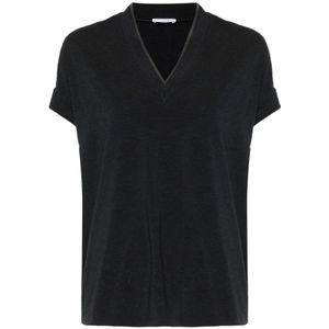 Brunello Cucinelli, Dames, Tops, Grijs, Maat: S Katoen,