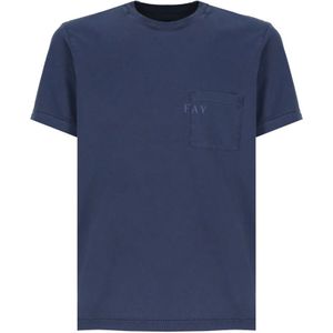 Fay, Heren, Tops, Blauw, Maat: M Katoen,