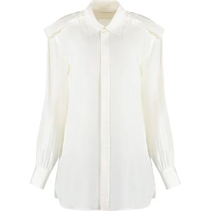 Burberry, Dames, Blouses & Shirts, Wit, Maat: XS Zijde,
