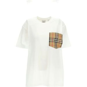 Burberry Klassieke Zak T-shirt , White , Dames , Maat: S