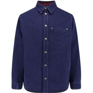 Gucci, Heren, Overhemden, Blauw, Maat: M Katoen,