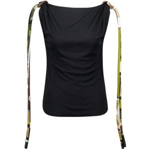 Pucci, Dames, Tops, Zwart, Maat: 2XS Nylon,