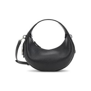 Hogan Zwarte Leren Mini Ronde Tas met H Accessoire , Black , Dames , Maat: ONE Size