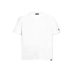 Dsquared2 Katoenen T-shirt met logopatch , White , Heren , Maat: XS