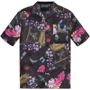 Versace Jeans Couture, Heren, Overhemden, Zwart, Maat: L Satijn,