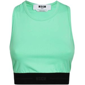 Msgm, Dames, Tops, Groen, Maat: L Polyamide,