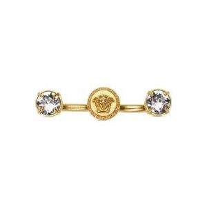 Versace Gouden Medusa Kristal Stud Oorbellen , Yellow , Dames , Maat: M