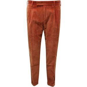 Pt01, Heren, Broeken, Rood, Maat: M Velours,