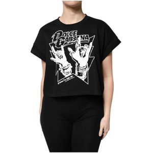 Dolce & Gabbana, Dames, Tops, Zwart, Maat: 2XS Katoen,