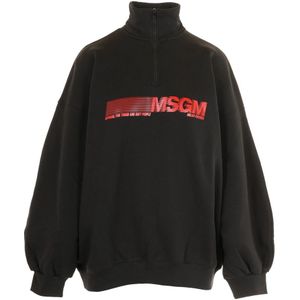 Msgm, Dames, Sweatshirts & Hoodies, Zwart, Maat: S