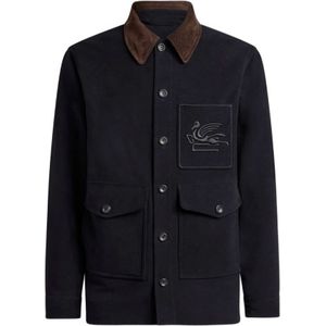 Etro, Heren, Jassen, Blauw, Maat: L