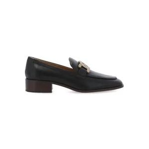 Tod's Stijlvolle zwarte leren loafers , Black , Dames , Maat: 39 1/2 EU