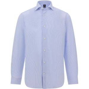 Boggi Milano - Gestreept Windsor Collar Overhemd - Blauw - Slim Fit - Katoen