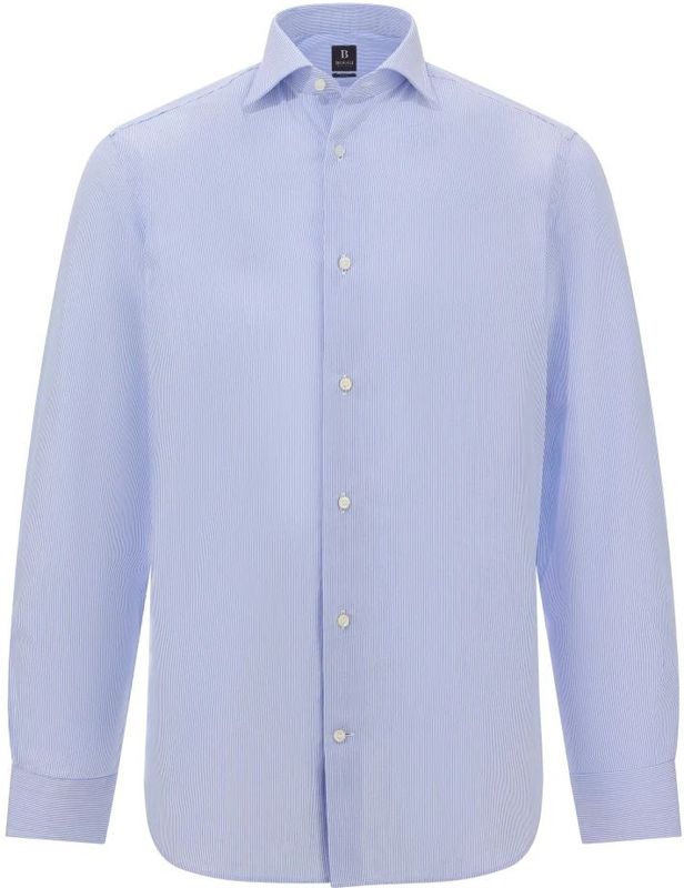 Boggi Milano - Gestreept Windsor Collar Overhemd - Blauw - Slim Fit - Katoen