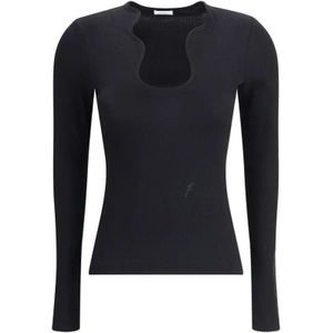 Ferragamo, Dames, Tops, Zwart, Maat: S