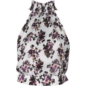 Pinko - Mouwloze Top - Wit - Polyester - Hoge Halslijn - Striksluiting