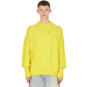 032c, Heren, Truien, Geel, Maat: M Wol,