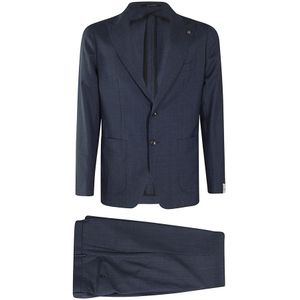 Tagliatore, Heren, Pakken, Blauw, Maat: L Wol,