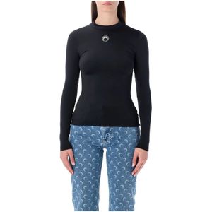 Marine Serre, Dames, Tops, Zwart, Maat: S Jersey,