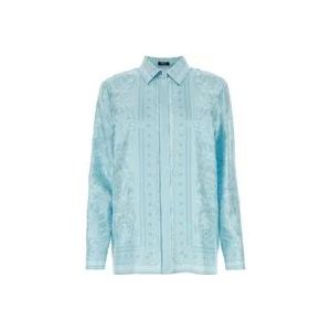 Versace Zijden bedrukte shirt , Blue , Dames , Maat: S