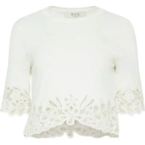 Sea NY, Dames, Blouses & Shirts, Wit, Maat: M Katoen,