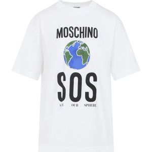 Moschino - T-shirt - Wit - Katoen - Dames - Multicolor Ontwerp
