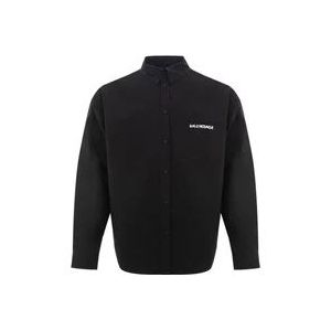 Balenciaga Stijlvolle Katoenen Overhemd voor Mannen , Black , Heren , Maat: L