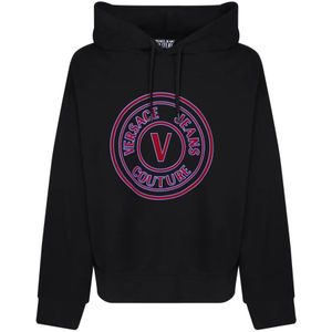 Versace Jeans Couture, Heren, Sweatshirts & Hoodies, Zwart, Maat: M