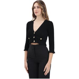 Elisabetta Franchi, Dames, Truien, Zwart, Maat: 2XS
