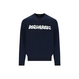 Dsquared2 Blauwe Logo Sweatshirt , Blue , Heren , Maat: XL