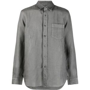 120% Lino, Heren, Overhemden, Grijs, Maat: 4XL Linnen,