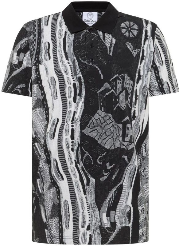 Carlo Colucci - Knitprint Poloshirt - Zwart - Katoen