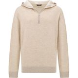 Boggi Milano - Half-Zip Hoodie - Beige - Wol en Kasjmier