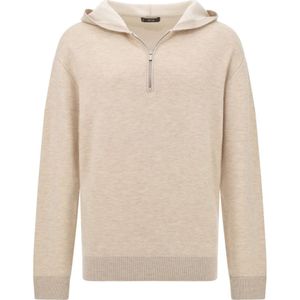 Boggi Milano - Half-Zip Hoodie - Beige - Wol en Kasjmier