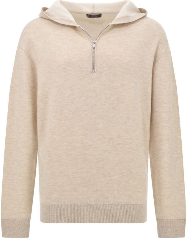 Boggi Milano - Half-Zip Hoodie - Beige - Wol en Kasjmier