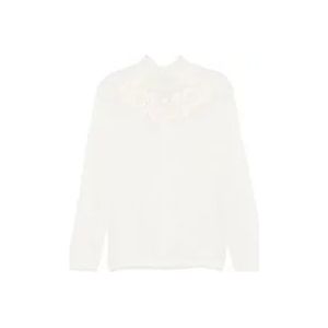 Twinset Witte Kabeltrui met Kant , White , Dames , Maat: S