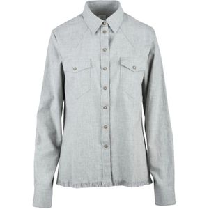 Eleventy, Dames, Blouses & Shirts, Grijs, Maat: M Katoen,