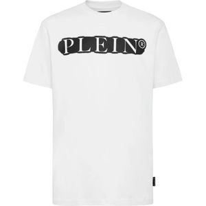 Philipp Plein, Heren, Tops, Wit, Maat: S Katoen,