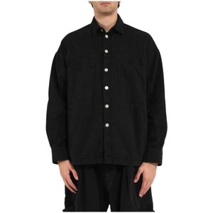 Andrea Ya’aqov, Heren, Overhemden, Zwart, Maat: L Denim,