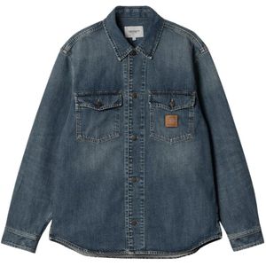 Carhartt Wip, Heren, Overhemden, Blauw, Maat: S Katoen,