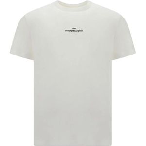 Maison Margiela - Distorted Logo - T-Shirt - Wit - Makò Katoenen Jersey