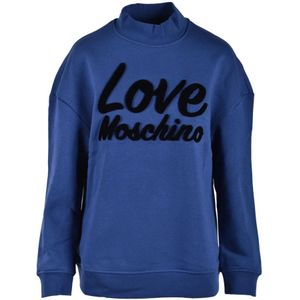 Love Moschino, Dames, Sweatshirts & Hoodies, Blauw, Maat: L Katoen,