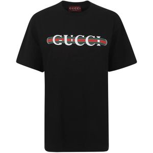 Gucci, Dames, Tops, Zwart, Maat: S Katoen,