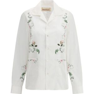 Baziszt, Dames, Blouses & Shirts, Wit, Maat: S Katoen,
