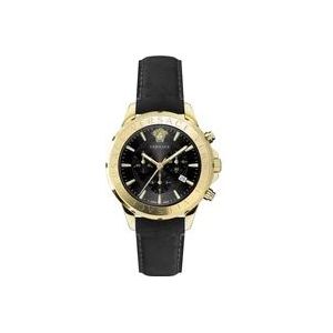 Versace Chrono Signature Chronograaf Leren Horloge , Yellow , Heren , Maat: ONE Size