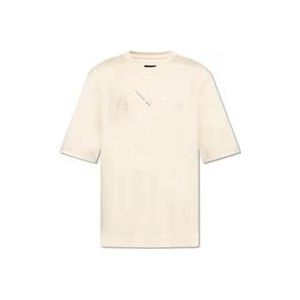 Fendi T-shirt met geborduurd patroon , Beige , Heren , Maat: L
