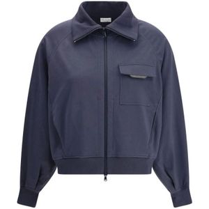 Brunello Cucinelli, Dames, Jassen, Blauw, Maat: M Katoen,